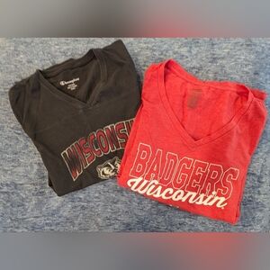 Women's Wisconsin Badgers T-Shirts - Red & Black